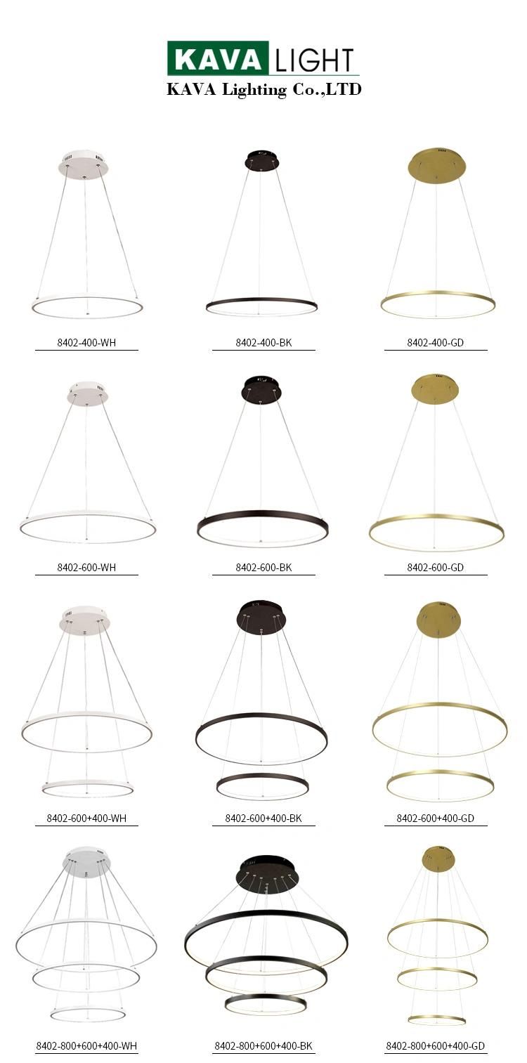 European Round Ring White Pendant Lamp Living Room Decoration LED Light Chandelier