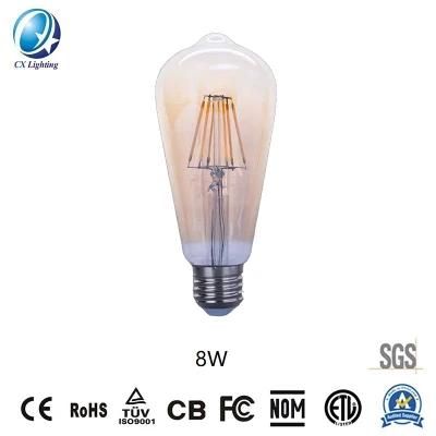 Hot Sale Filament Bulb St64 in Restaurant 8W 960lm 170-240V CE RoHS