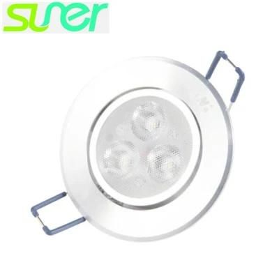 Adjustable Round Silver Downlight Recessed LED Spotlight 3X1w 3000K Warm White