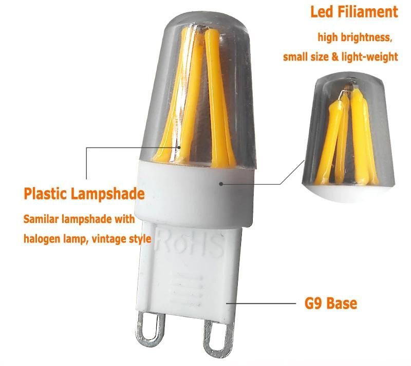 Dimmable 2W G9 LED Filament Bulb Replacement for Halogen G9