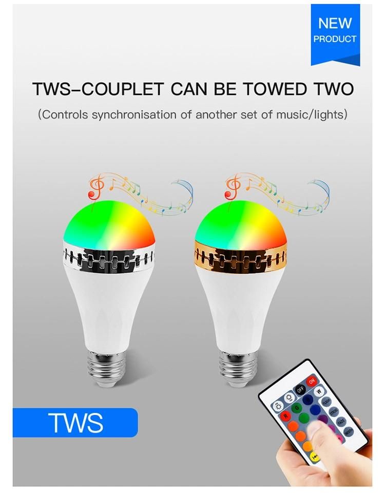 Hot Sale 12W E27 Color Changeable RGBW Blueteeth LED Wireless Smart Music Bulb Smart LED Music Bulb with Remote Control