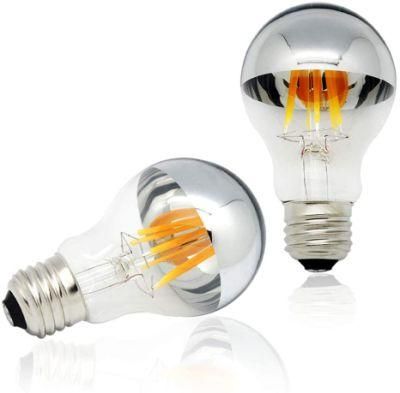 Half Chrome Dimmable A19 A60 A Shape Decorative Edison Silver Mirror Reflected 2700K Warm White LED Light Bulb