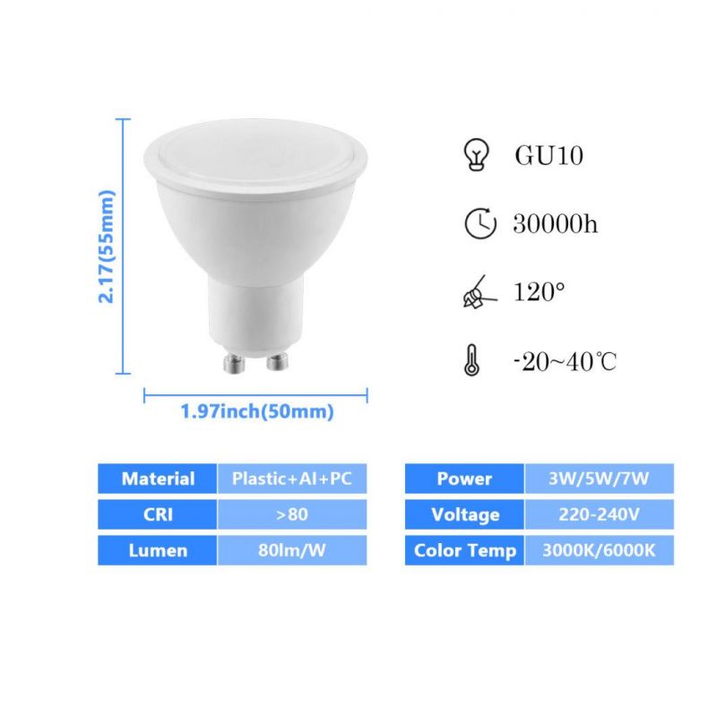 Factory Price LED Spotlight GU10 3/5/7W Hot Sale Interior Decoration Widely Use SMD2835
