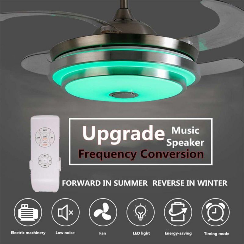 Bluetooth Music Fan Light Remote Control Telescopic Ceiling Fan