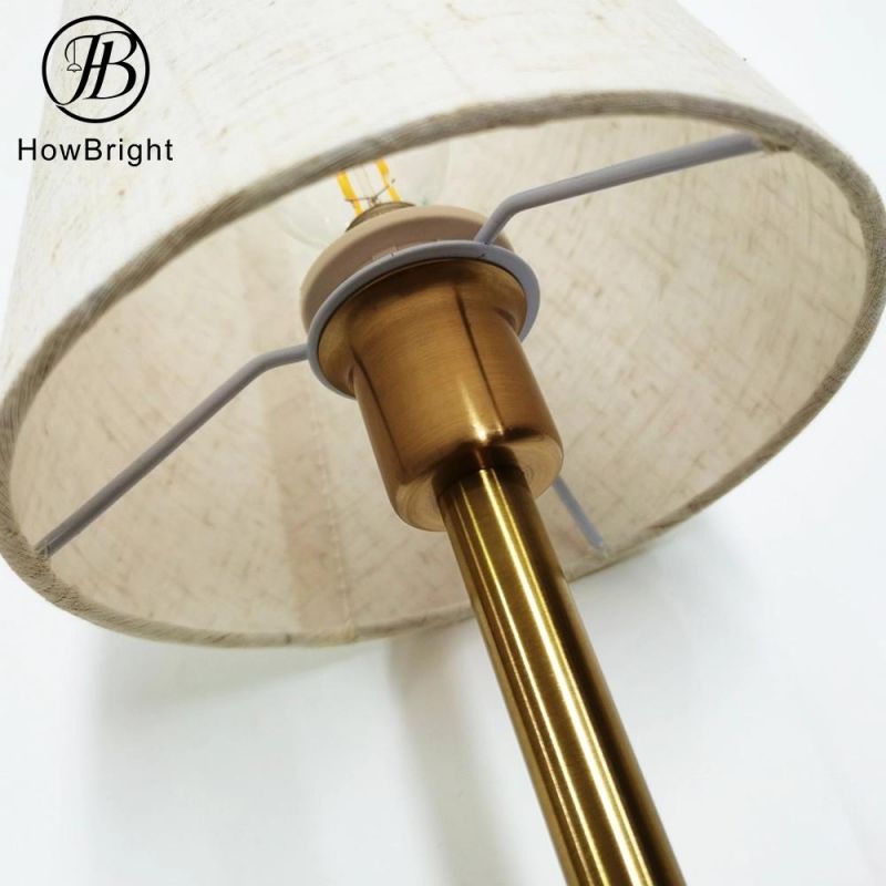 How Bright Nordic Design E12 Bulb Table Lamp with Fabric Shade with USB Gold Color for Home Office Hotel Table Lamp