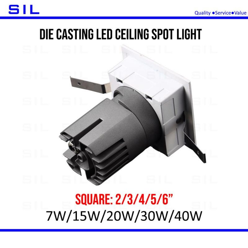 Spotlight LED Spotlight High Quality Anti Glare Recessed Tiltable Spotlight Square 40W LED Spotlight