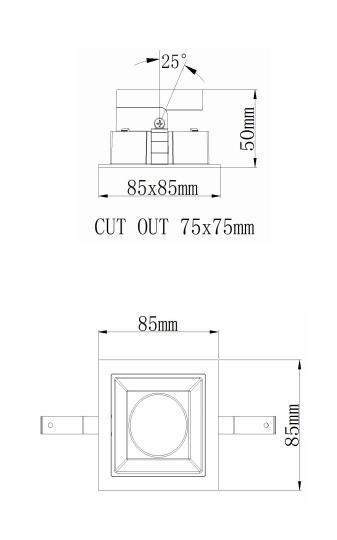 Factory Sale Recessed Downlight GU10 Downlight Frame Mr 16 Housing Spotlight Frame Adjustable Cutout 75mm X 75mm