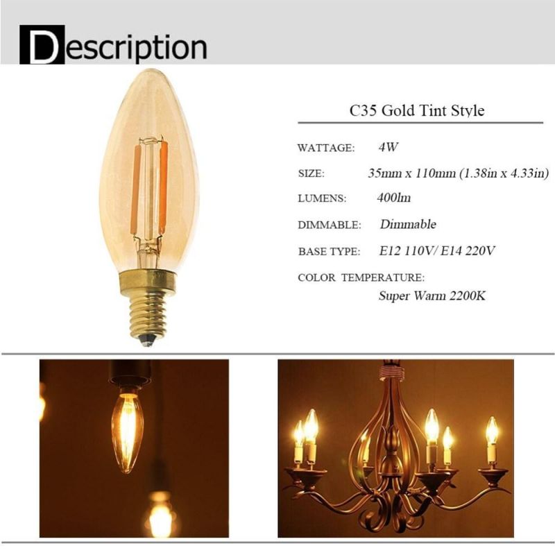 St64 C35 C32t C35t G40 A19 St45 St64 G80 G95 G125 Edison LED Filament Lamp