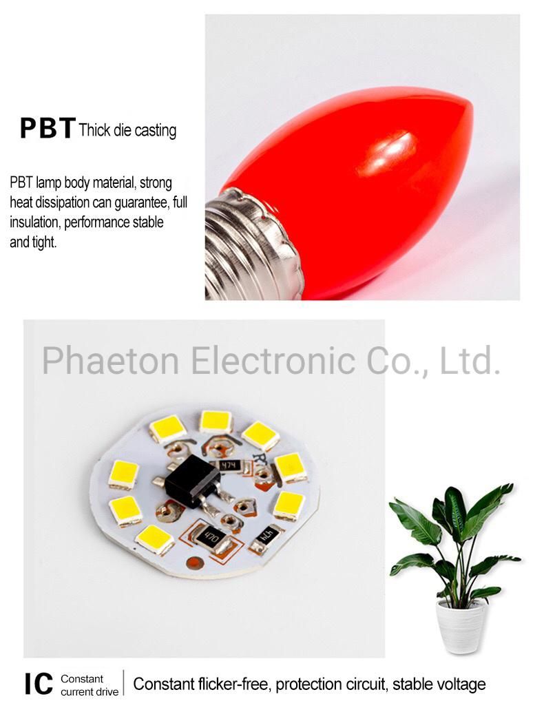 C35 Candle 1W 2W 3W SMD E14 E27 LED Color Holiday Christmas Light Bulb