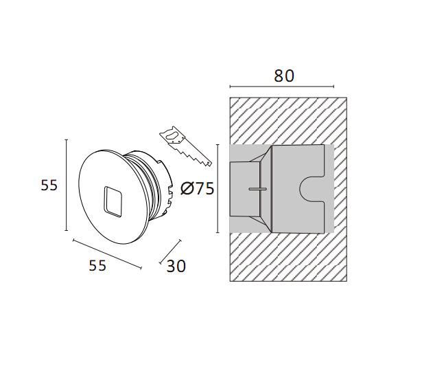 IP44 1W/3W Recessed LED Step Light Footlight Wall Light