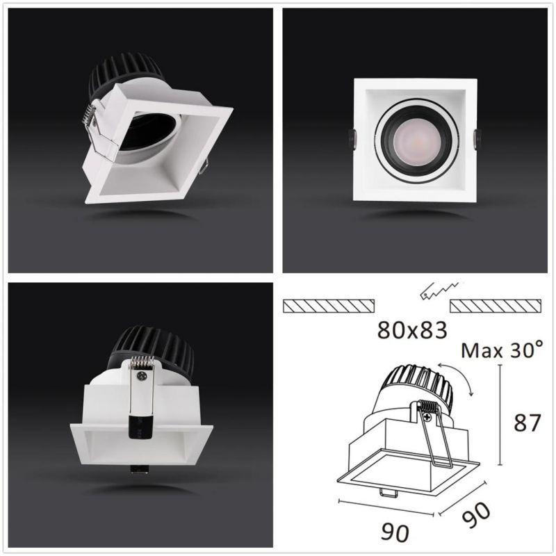 Square Shape Deep Anti-Glare Ce, RoHS Approved LED COB Spot Light