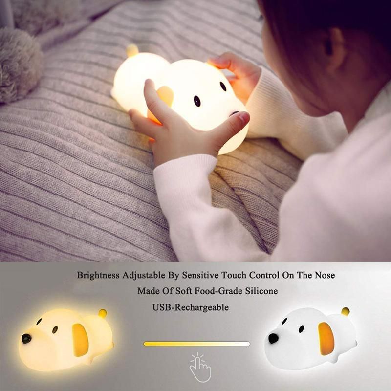 Silicone Cartoon Puppy Dog Sleeping Lamp for Baby Nursery Bedroom