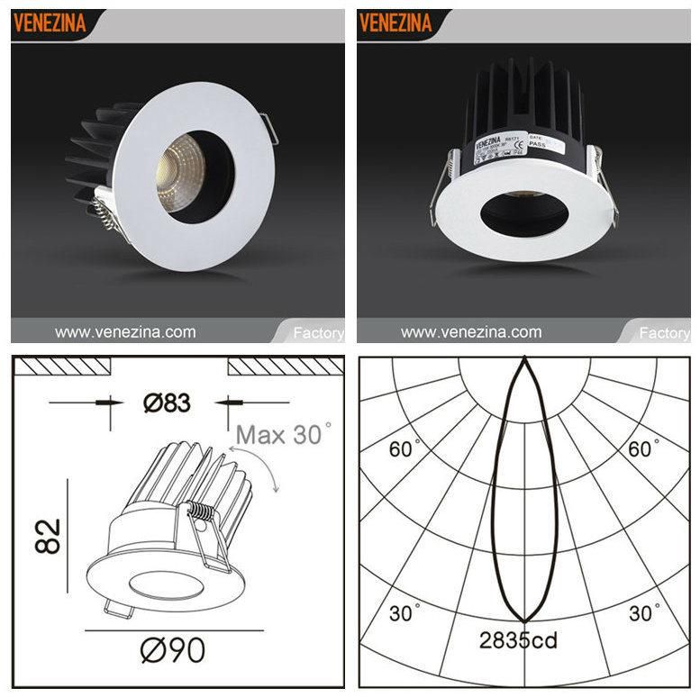 Adjustable 2700K 3000K 4000K COB LED 15W Recessed Le Spotlight