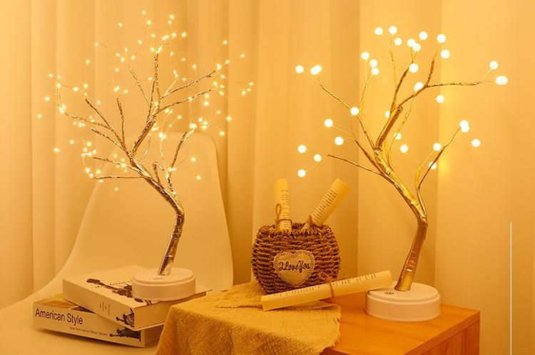 20" Tabletop USB/Battery Christmas Artificial Table Night Lights 108 LED Sparkly Tree Lamp for Home Wedding