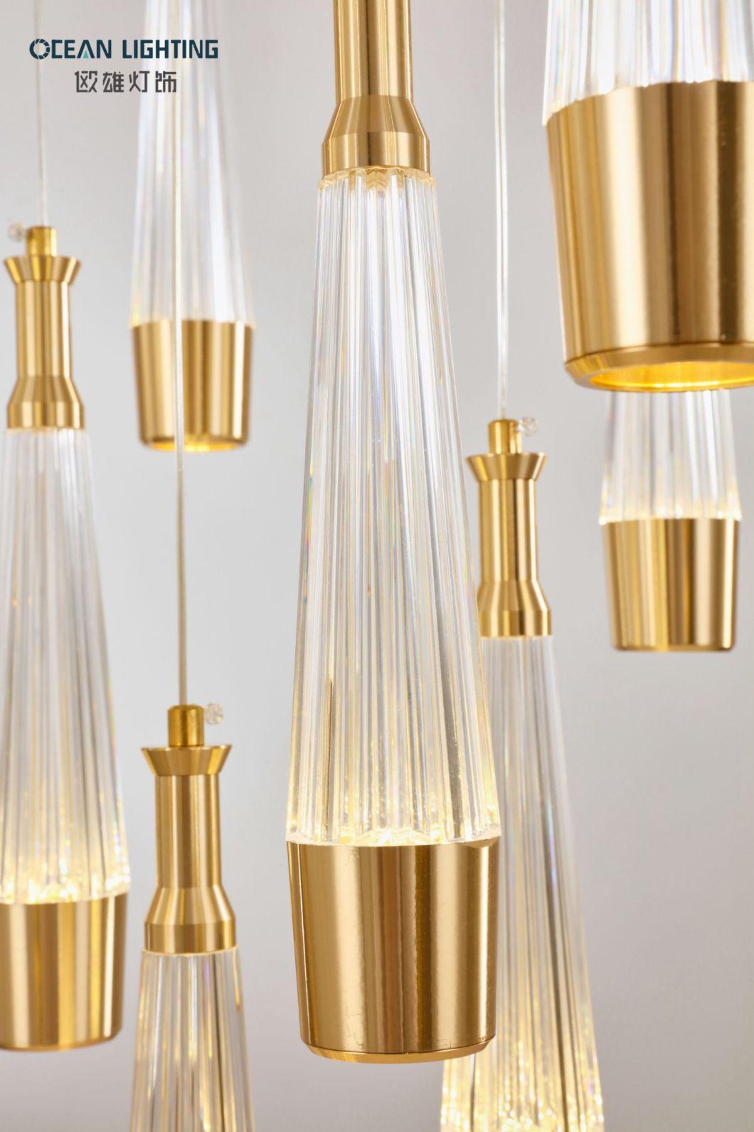 Ocean Lamp′s New Modern Simple Gold Bronze Stair Chandelier Interior Decoration LED Pendant Lamp