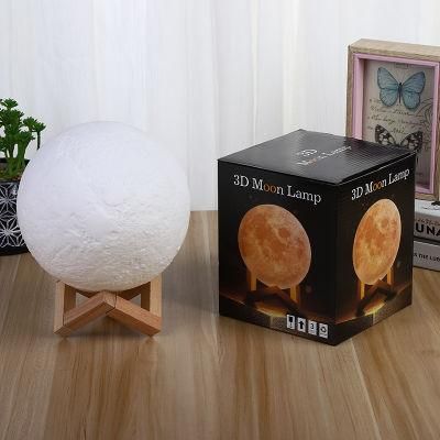 Amazon Hot Selling 3D Moon Lamp Kids Night Light Warm Amber Light LED Light Battery Powered