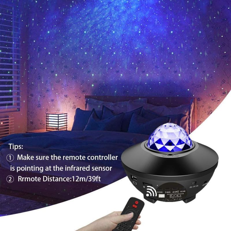Amazon Hot Sale Remote Control USB 3 in 1 Bedroom Star Projector LED Ambient Night Light with Bluetooth Music Speaker