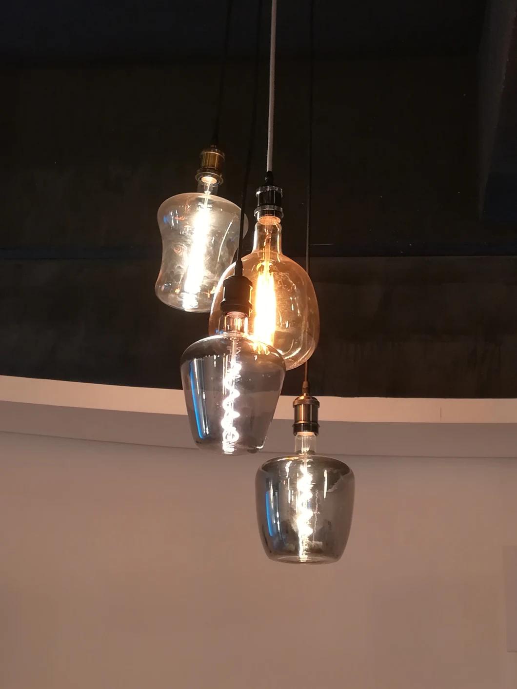 Dimming Non-Flashing Lantern-Shaped Decorative Glass LED Flexible Spiral Filament Bulb