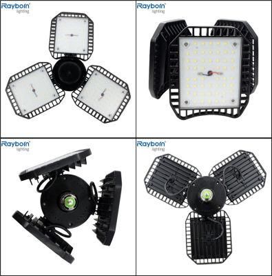 80W E26/E27 Aluminum Triple Glow Deformable LED Garage Light for Warehouse Industrial Workshop