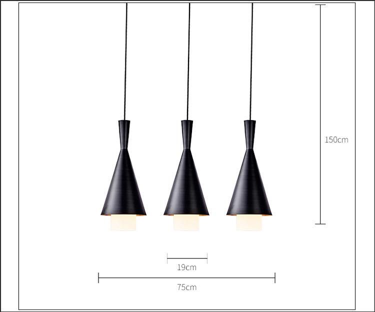 Modern Black Aluminium LED Hanging Pendant Lamp Lighting for Hotel Bar, Kitchen, Dinging Room