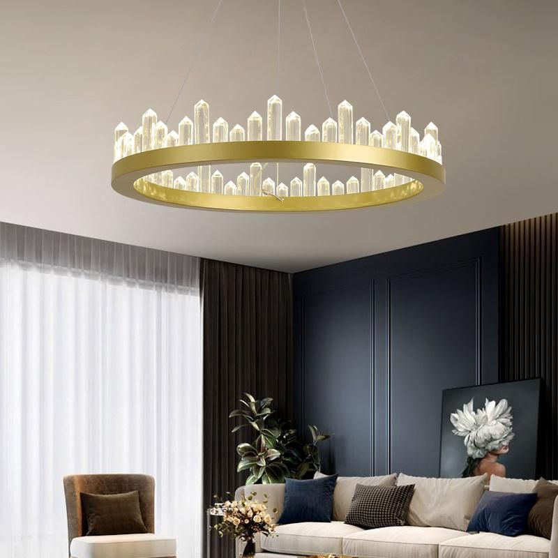 Black Gold Color Creative Iceberg Crystal LED Pendant Hanging Lights Chandelier Decoration Lighting Lamp for Dining,Villa, Living Room,Bedroom,Office,Restaurant