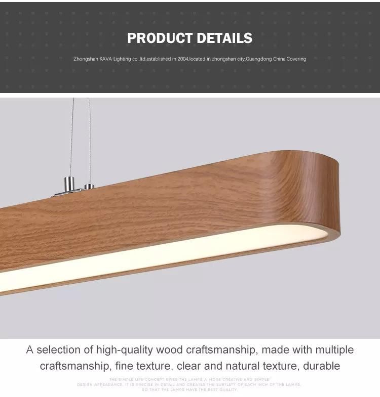 China Modern Hot Sell Aluminium Wooden Color Living Room Office Decoration LED Pendant Light