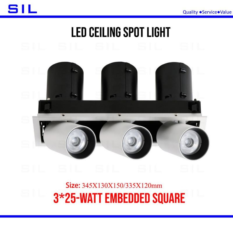 360 Degree Adjustable Anti-Glare Ceiling Lamp Commercial Spot Light COB Downlight LED Spotlight CE RoHS 3*25W/75W LED Spotlight