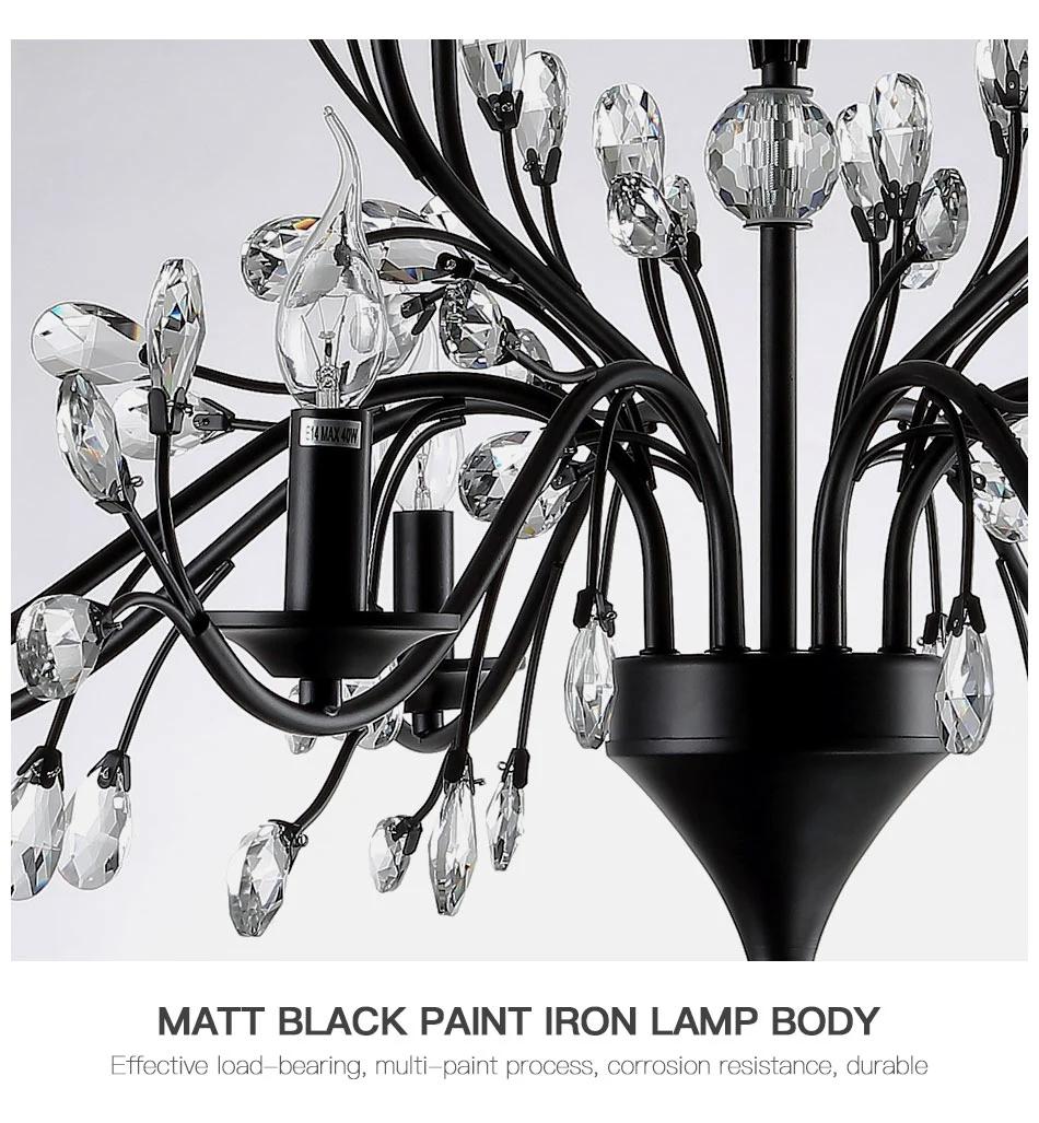 Wholesale Home Vintage Art Living Room Black Iron Lustre Type Lamp Pendant Lights Chandelier