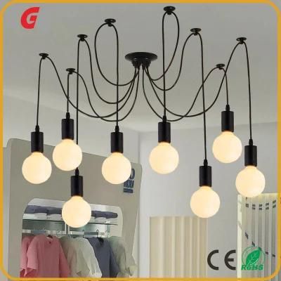 Wholesale Price 8 Arms Rustic Modern Retro Adjustable DIY Ceiling Spider Chandelier Lamp Pendant Light