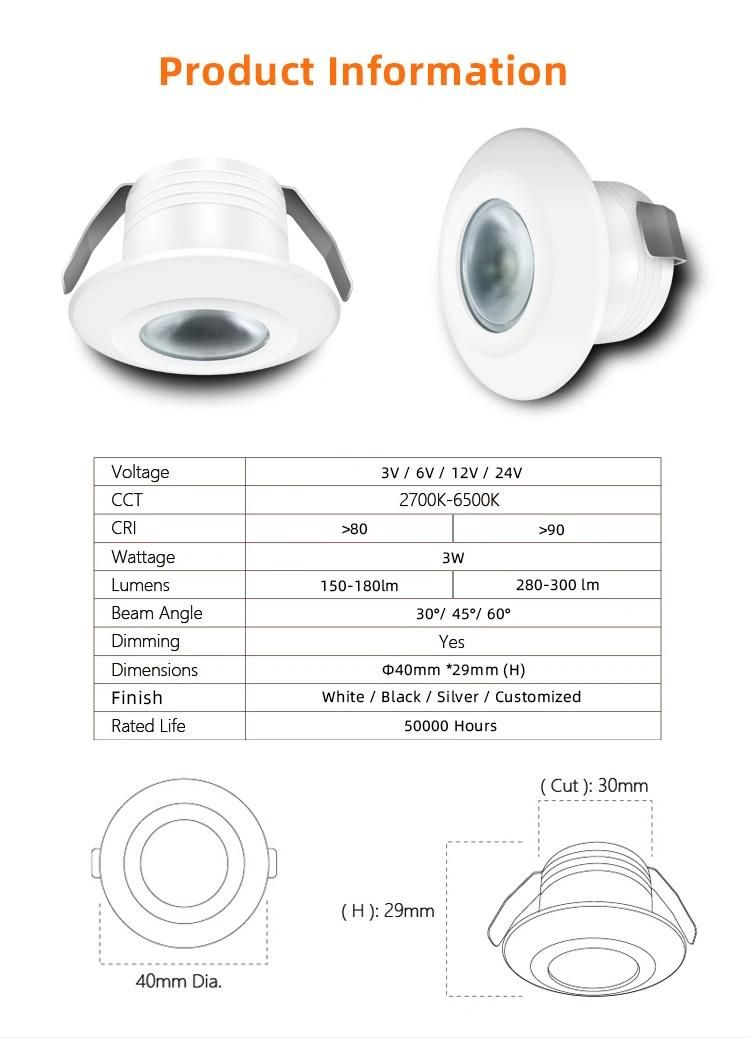 Recessed LED Spotlight 3W COB LED Light Spot Light Downlight 301