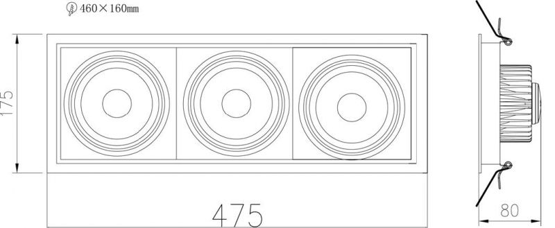 Good Quality Indoor Gallery Shop Office 36W Recessed Mounted LED Grille Downlight with SAA RoHS CE UL