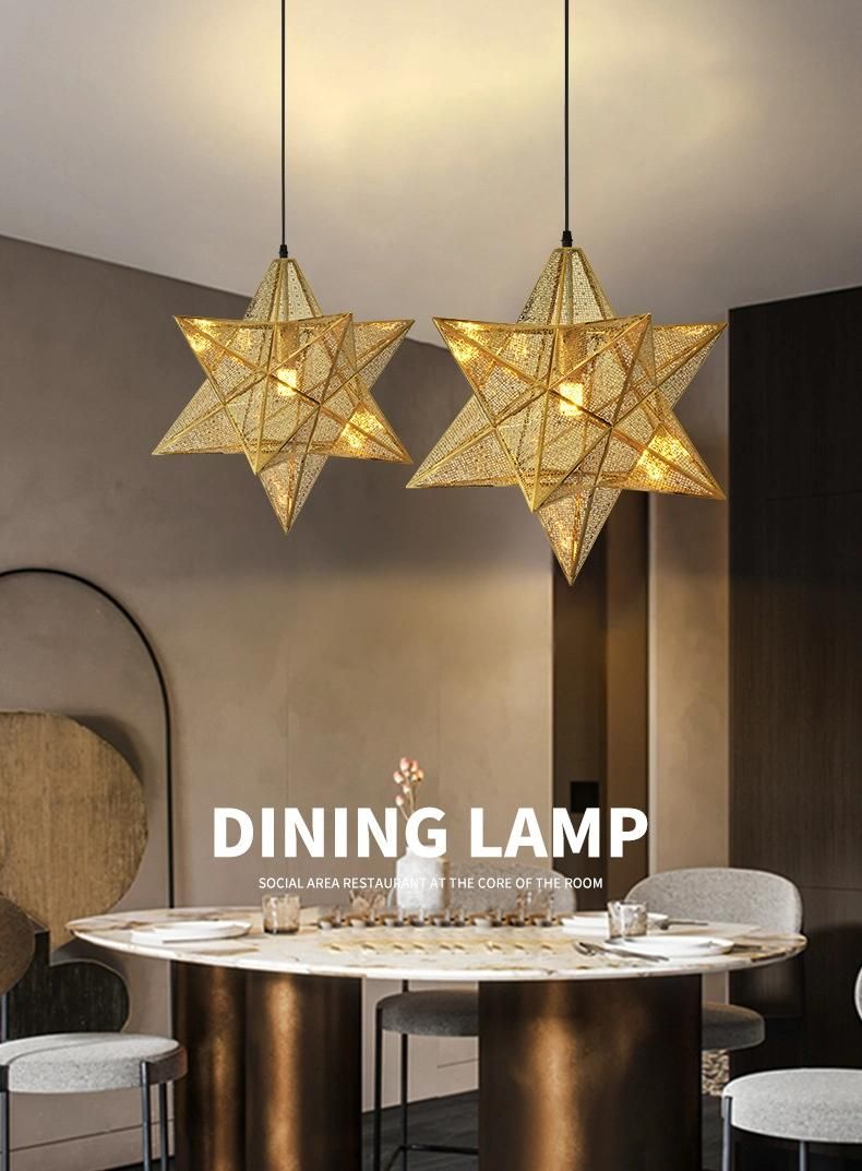 Artistic Stainless Steel Pendant Lamp Star Metal Hanging Lamps Restaurant Decorative Chandeliers