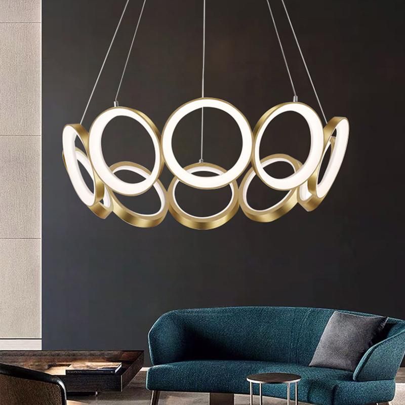 Modern Nordic Ring Lamp Circle Creative LED Chandelier Pendnat Light for Living Room