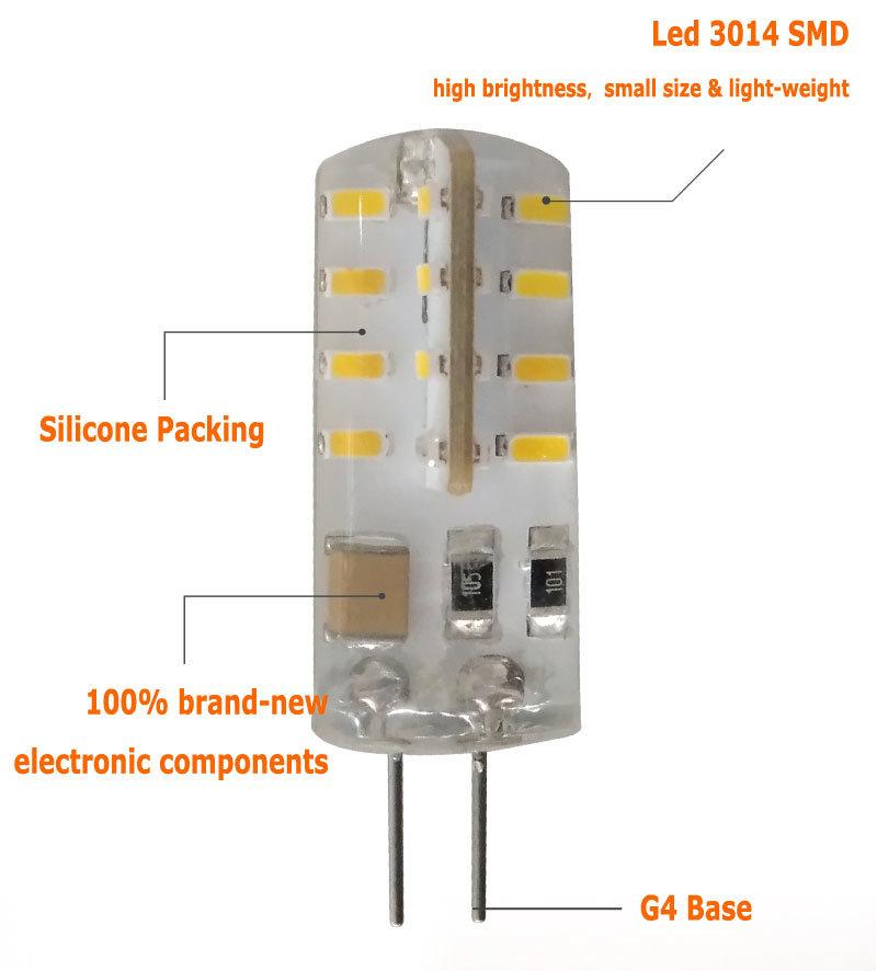 2W Cool White 220V Silicone G4 LED Bulb