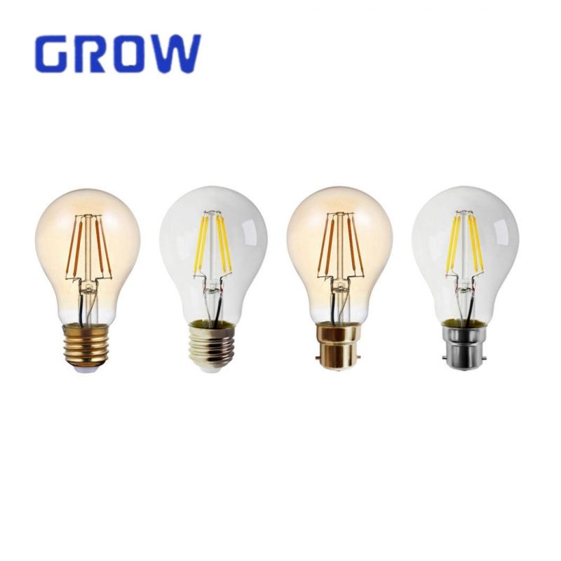 China Factory Price LED Edison Filament Bulb Light 4W/6W/8W/10W Vintage LED Lamp 1800K-6500K Amber Clear Glass Bulb for Indoor LED Lightings with CE RoHS ERP